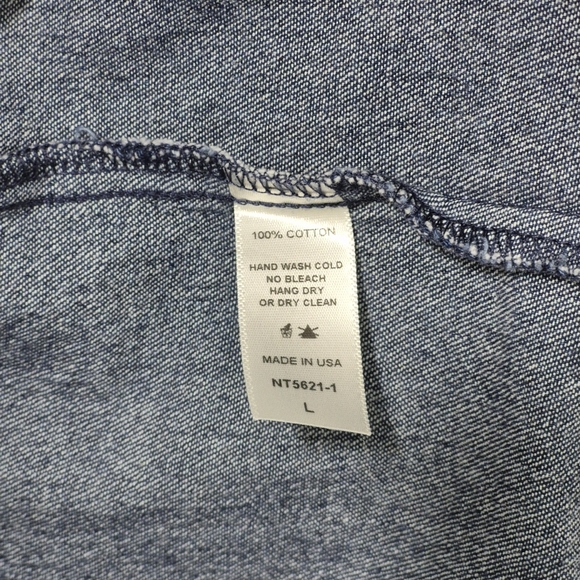 NLT Tie-Front Denim Top Made in USA 100% Cotton Size Large - Picture 5 of 5